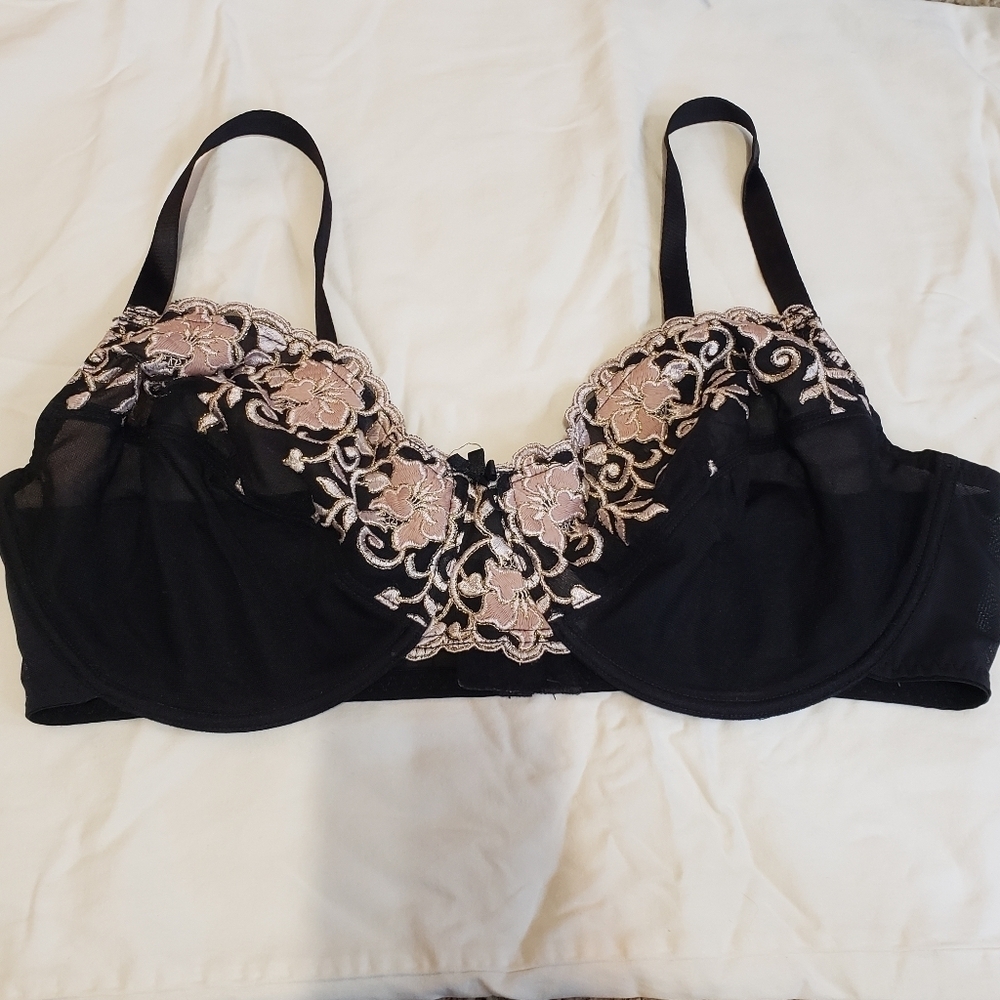 Fashion Bug Black and Cream Underwire Bra